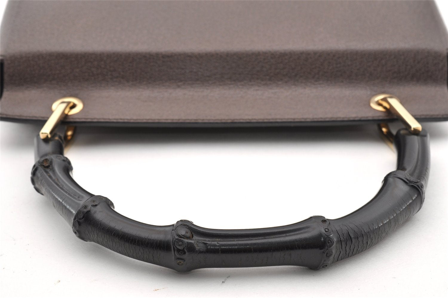 Authentic GUCCI Bamboo Vintage Hand Bag Purse Leather Brown 5355I