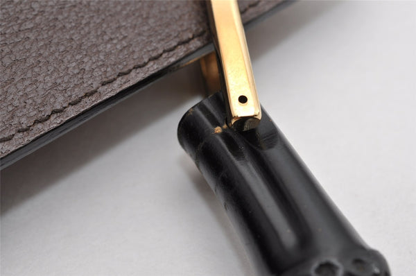 Authentic GUCCI Bamboo Vintage Hand Bag Purse Leather Brown 5355I