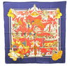 Authentic HERMES Carre 90 Scarf "Au FIL de la SOIE" Silk Navy 5357E