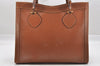 Authentic GUCCI Vintage Bamboo Shoulder Tote Bag Leather Brown Junk 5357I