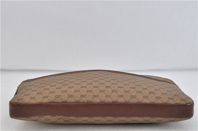 Authentic GUCCI Micro GG PVC Leather Clutch Bag Brown 5358C