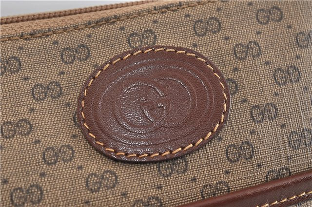 Authentic GUCCI Micro GG PVC Leather Clutch Bag Brown 5358C