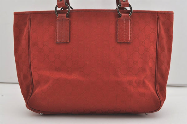 Authentic GUCCI Vintage Shoulder Tote Bag GG Canvas Leather 113017 Red 5360I