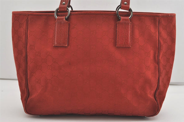 Authentic GUCCI Vintage Shoulder Tote Bag GG Canvas Leather 113017 Red 5360I