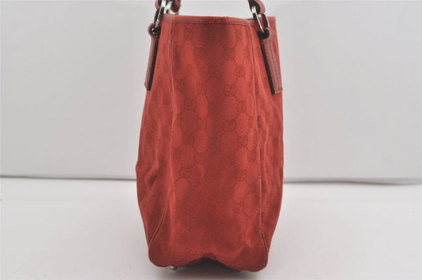 Authentic GUCCI Vintage Shoulder Tote Bag GG Canvas Leather 113017 Red 5360I