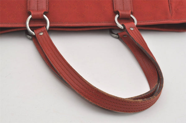Authentic GUCCI Vintage Shoulder Tote Bag GG Canvas Leather 113017 Red 5360I