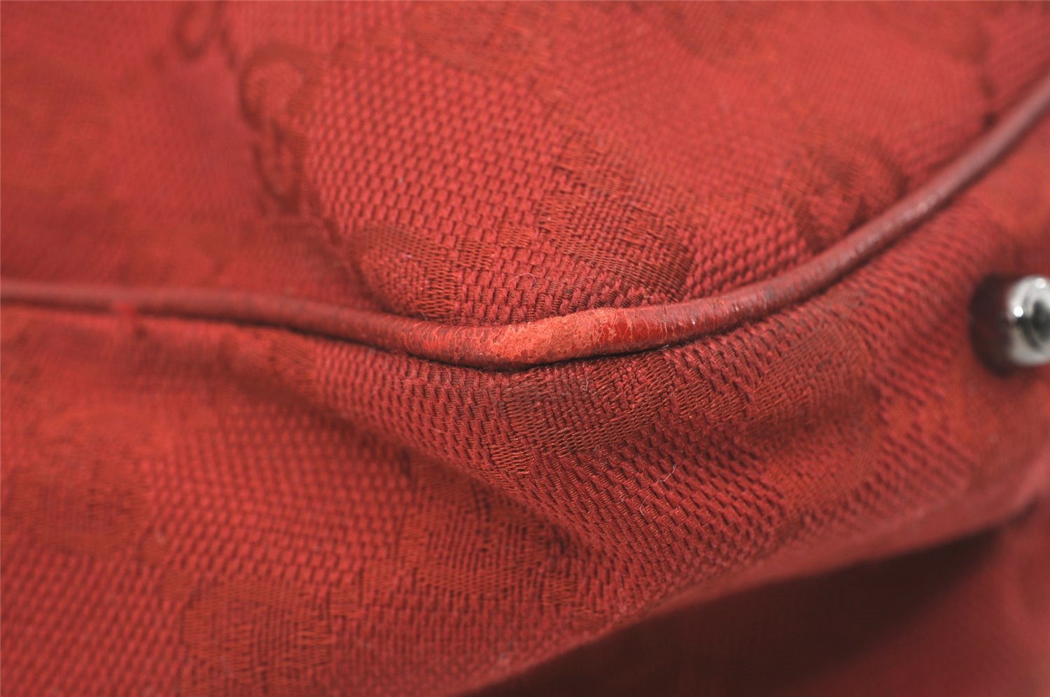 Authentic GUCCI Vintage Shoulder Tote Bag GG Canvas Leather 113017 Red 5360I