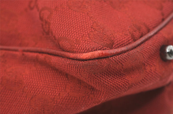 Authentic GUCCI Vintage Shoulder Tote Bag GG Canvas Leather 113017 Red 5360I