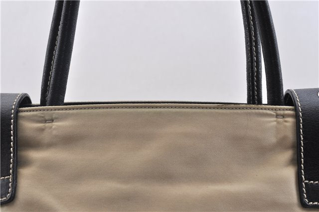 Auth PRADA Tessuto Vit Nylon Leather Shoulder Tote Bag BR0778 Ivory Black 5361C