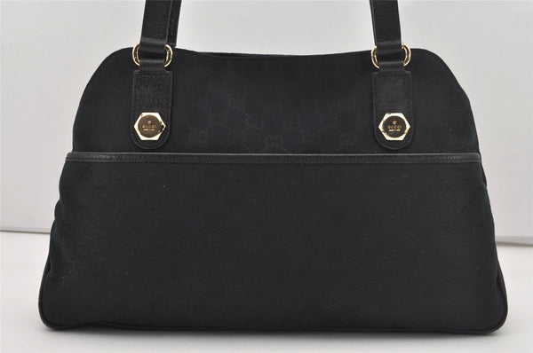 Authentic GUCCI Charmy Shoulder Tote Bag GG Canvas Leather 163288 Black 5361I