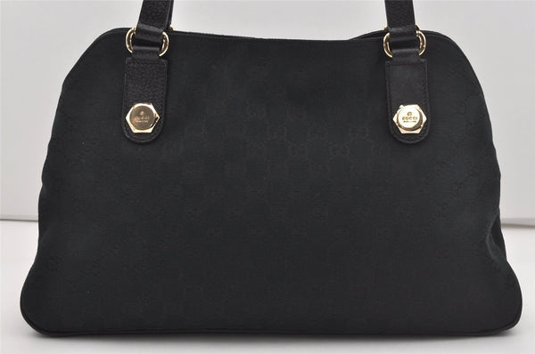 Authentic GUCCI Charmy Shoulder Tote Bag GG Canvas Leather 163288 Black 5361I