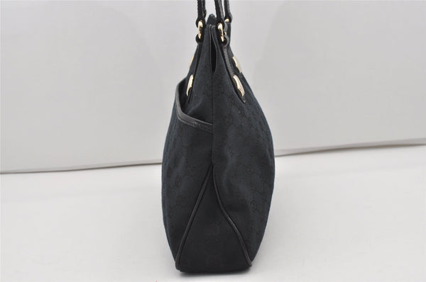 Authentic GUCCI Charmy Shoulder Tote Bag GG Canvas Leather 163288 Black 5361I