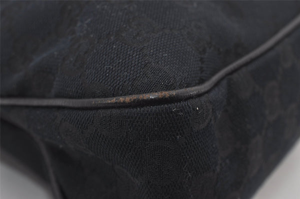 Authentic GUCCI Charmy Shoulder Tote Bag GG Canvas Leather 163288 Black 5361I