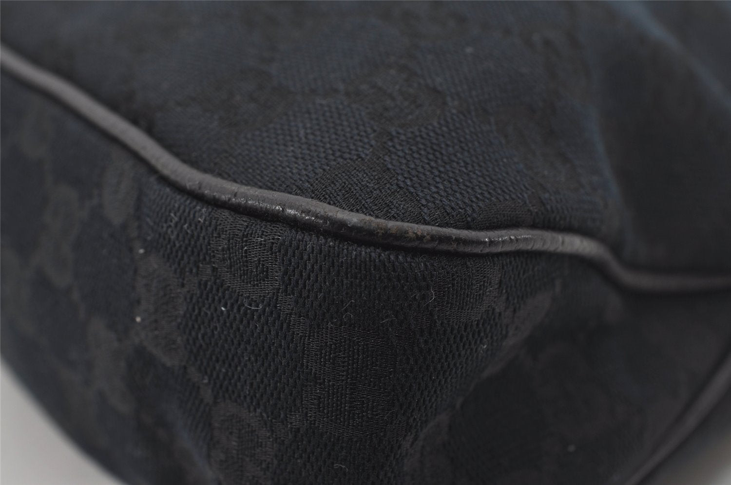 Authentic GUCCI Charmy Shoulder Tote Bag GG Canvas Leather 163288 Black 5361I