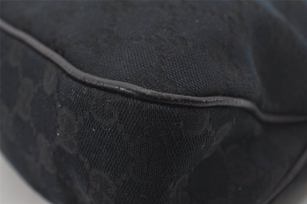 Authentic GUCCI Charmy Shoulder Tote Bag GG Canvas Leather 163288 Black 5361I