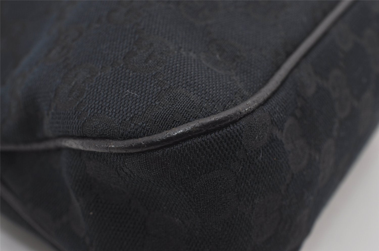 Authentic GUCCI Charmy Shoulder Tote Bag GG Canvas Leather 163288 Black 5361I