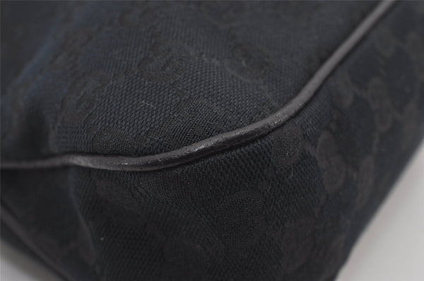 Authentic GUCCI Charmy Shoulder Tote Bag GG Canvas Leather 163288 Black 5361I