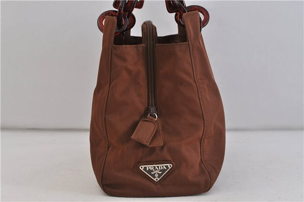 Authentic PRADA Nylon Plastic Shoulder Hand Bag Purse Brown 5363C