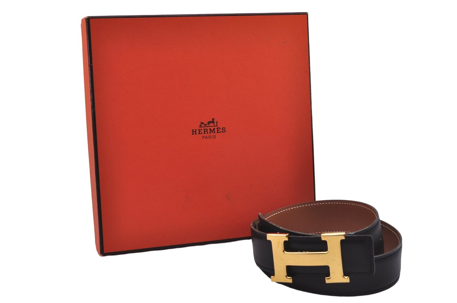 Authentic HERMES Constance Leather Belt Size 65cm 25.6