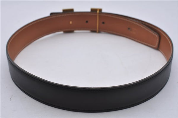 Authentic HERMES Constance Leather Belt Size 65cm 25.6" Black Brown Box 5363E