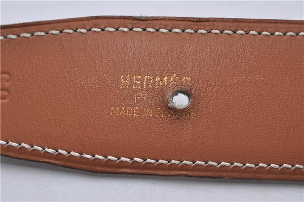 Authentic HERMES Constance Leather Belt Size 65cm 25.6" Black Brown Box 5363E