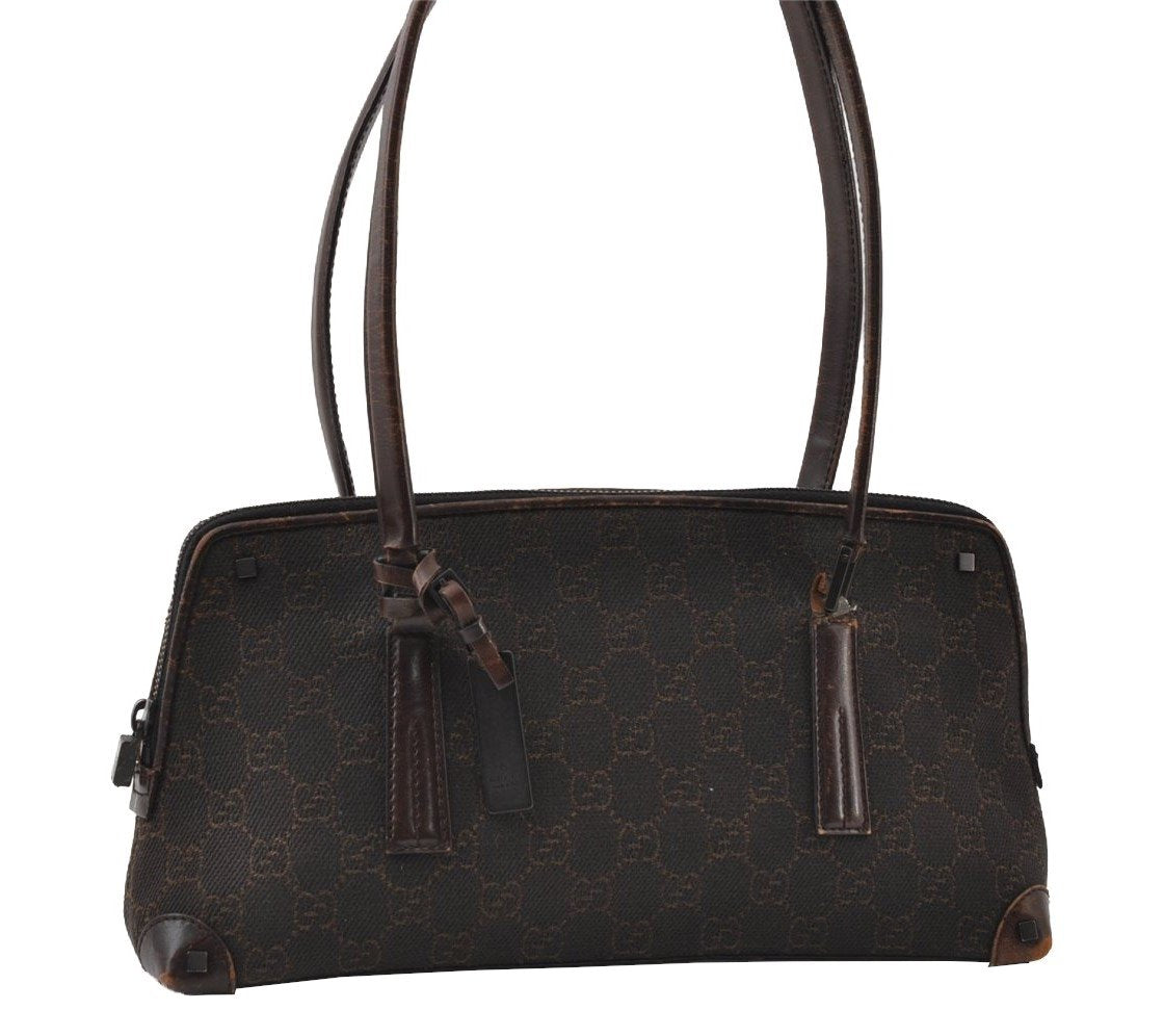 Authentic GUCCI Shoulder Hand Bag Purse GG Canvas Leather 73880 Brown 5365I