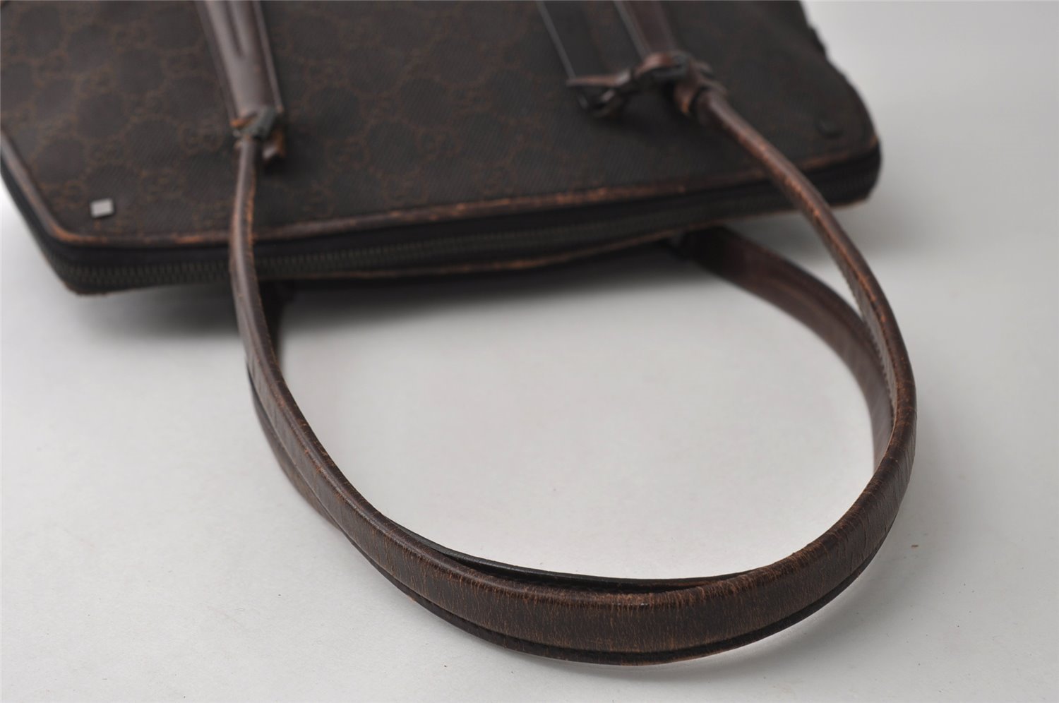 Authentic GUCCI Shoulder Hand Bag Purse GG Canvas Leather 73880 Brown 5365I