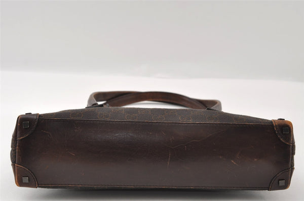 Authentic GUCCI Shoulder Hand Bag Purse GG Canvas Leather 73880 Brown 5365I