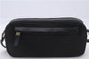 Authentic Ferragamo Gancini Canvas Leather Shoulder Bag Pouch Purse Black 5366D