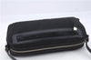 Authentic Ferragamo Gancini Canvas Leather Shoulder Bag Pouch Purse Black 5366D