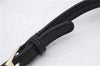 Authentic Ferragamo Gancini Canvas Leather Shoulder Bag Pouch Purse Black 5366D