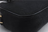 Authentic Ferragamo Gancini Canvas Leather Shoulder Bag Pouch Purse Black 5366D