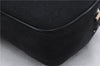 Authentic Ferragamo Gancini Canvas Leather Shoulder Bag Pouch Purse Black 5366D