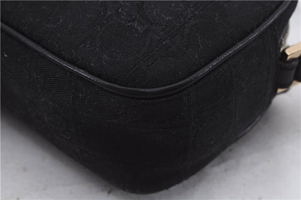 Authentic Ferragamo Gancini Canvas Leather Shoulder Bag Pouch Purse Black 5366D