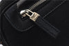 Authentic Ferragamo Gancini Canvas Leather Shoulder Bag Pouch Purse Black 5366D