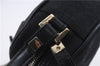Authentic Ferragamo Gancini Canvas Leather Shoulder Bag Pouch Purse Black 5366D