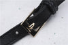 Authentic Ferragamo Gancini Canvas Leather Shoulder Bag Pouch Purse Black 5366D
