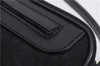 Authentic Ferragamo Gancini Canvas Leather Shoulder Bag Pouch Purse Black 5366D