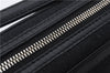 Authentic Ferragamo Gancini Canvas Leather Shoulder Bag Pouch Purse Black 5366D