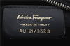 Authentic Ferragamo Gancini Canvas Leather Shoulder Bag Pouch Purse Black 5366D