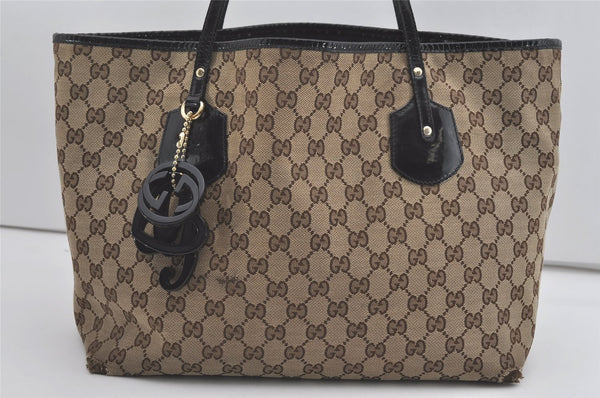 Authentic GUCCI Jolie Shoulder Tote Bag GG Canvas Enamel 211975 Brown 5367I