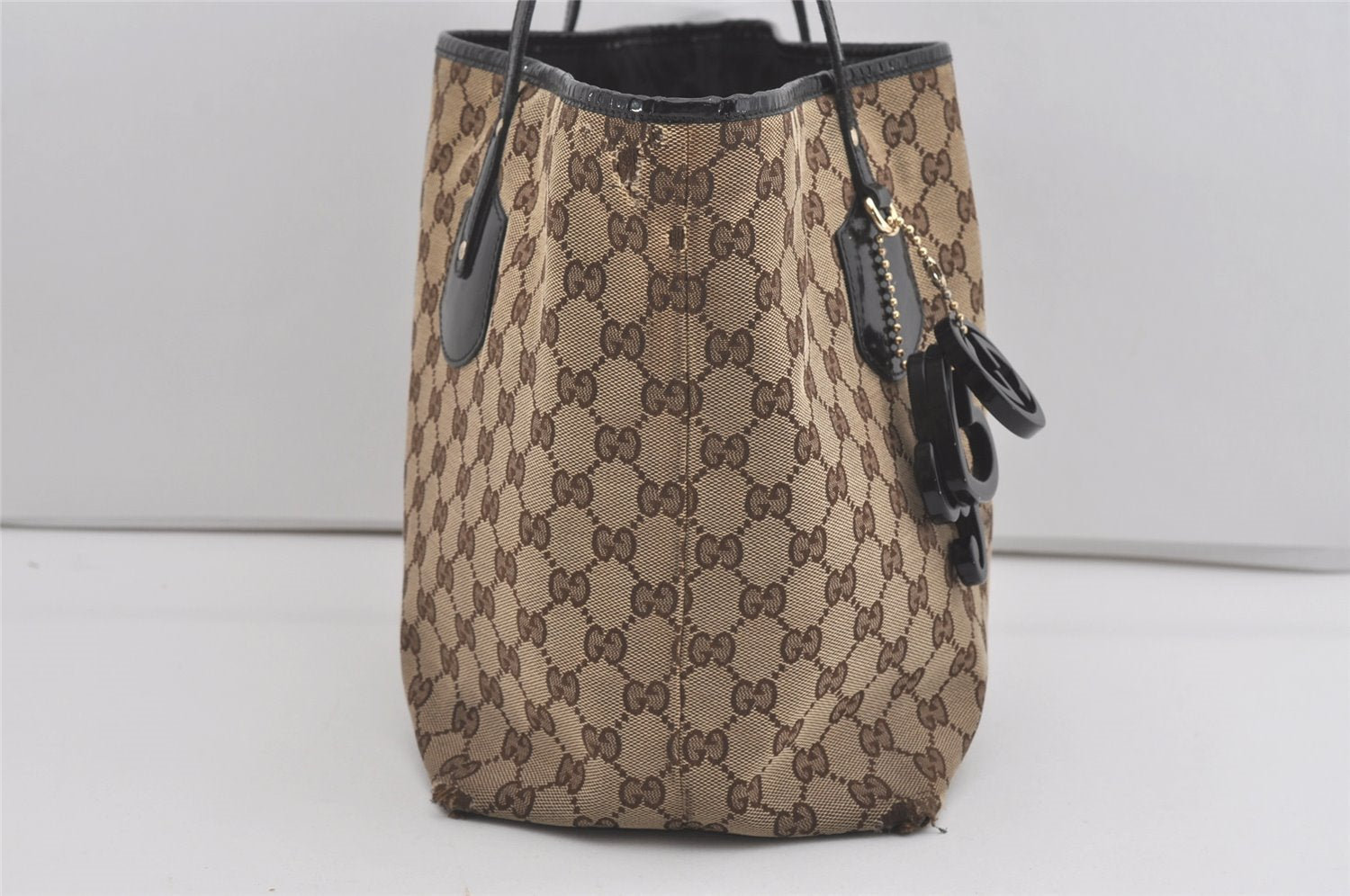 Authentic GUCCI Jolie Shoulder Tote Bag GG Canvas Enamel 211975 Brown 5367I