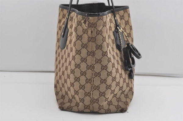 Authentic GUCCI Jolie Shoulder Tote Bag GG Canvas Enamel 211975 Brown 5367I