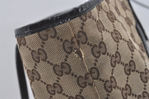 Authentic GUCCI Jolie Shoulder Tote Bag GG Canvas Enamel 211975 Brown 5367I