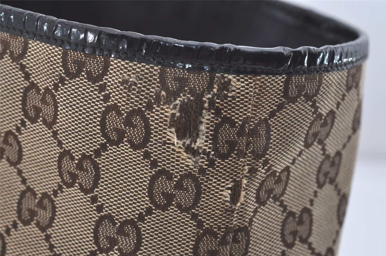 Authentic GUCCI Jolie Shoulder Tote Bag GG Canvas Enamel 211975 Brown 5367I