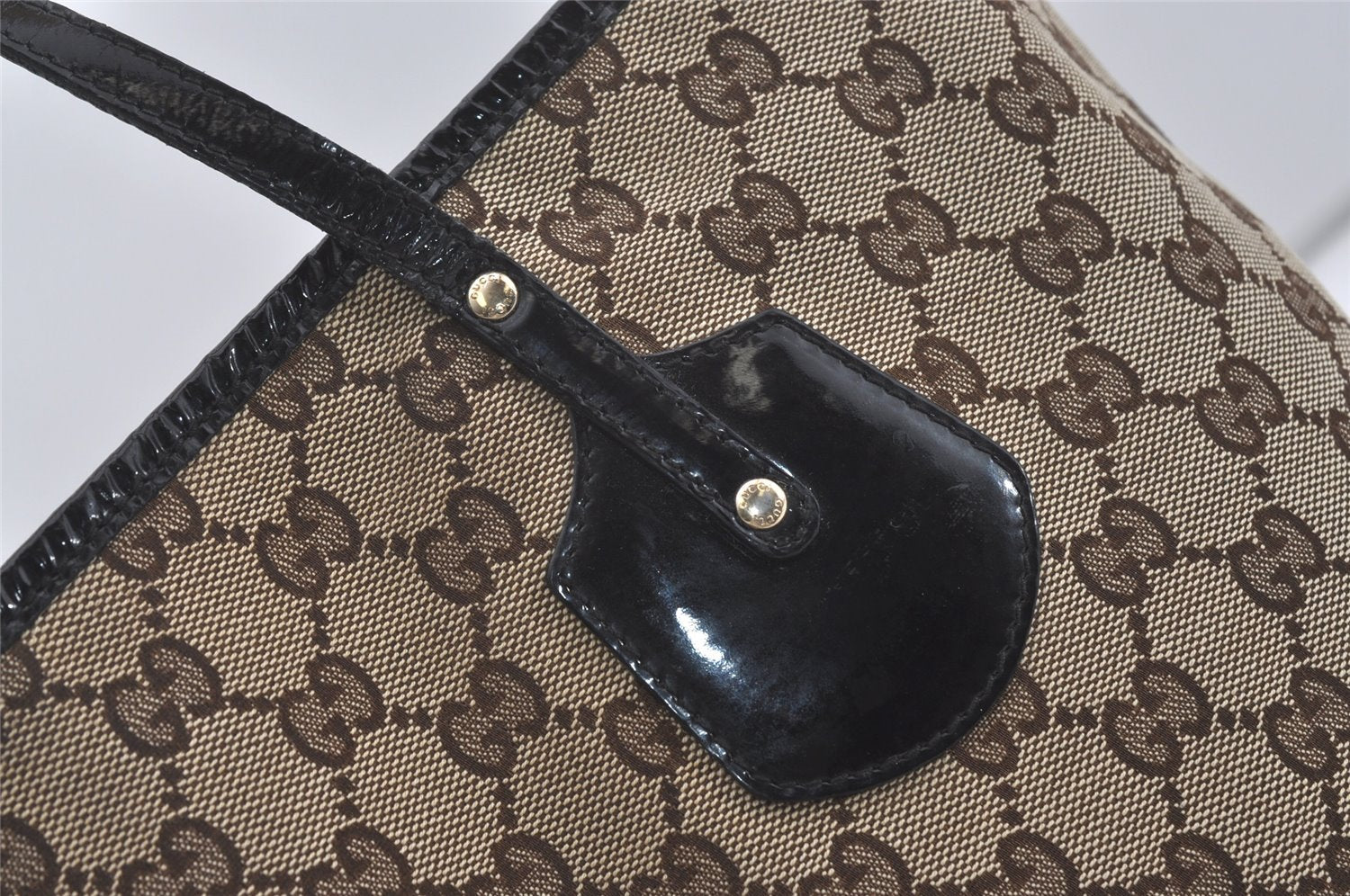 Authentic GUCCI Jolie Shoulder Tote Bag GG Canvas Enamel 211975 Brown 5367I