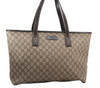 Authentic GUCCI Vintage Shoulder Hand Tote Bag GG PVC Leather 211137 Brown 5370F