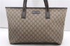 Authentic GUCCI Vintage Shoulder Hand Tote Bag GG PVC Leather 211137 Brown 5370F