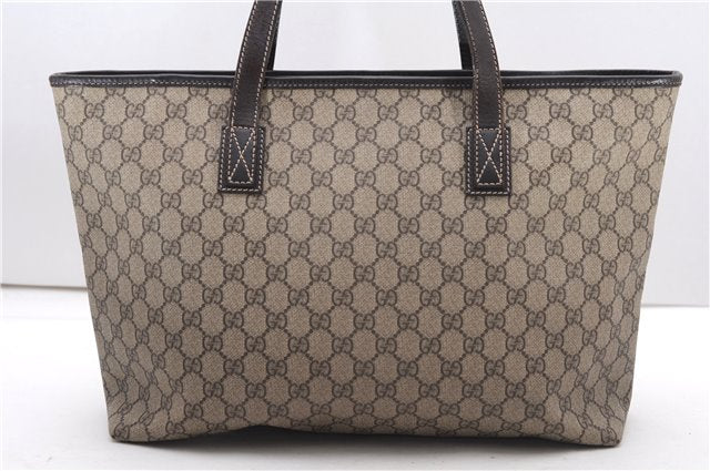Authentic GUCCI Vintage Shoulder Hand Tote Bag GG PVC Leather 211137 Brown 5370F