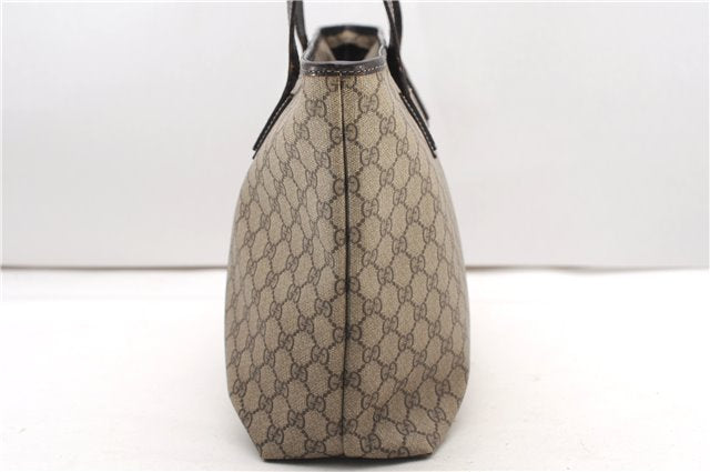Authentic GUCCI Vintage Shoulder Hand Tote Bag GG PVC Leather 211137 Brown 5370F